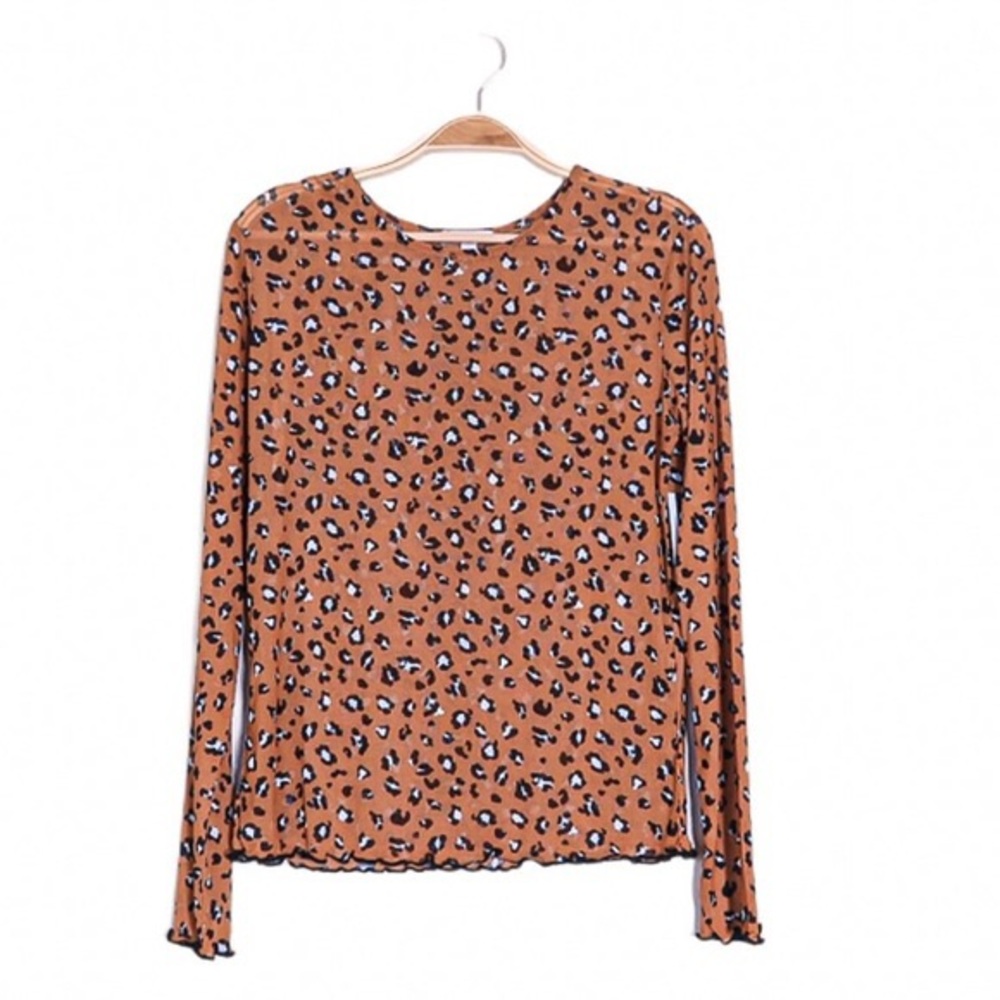 NWT Nordstrom BP Rust Leopard Sheer Top